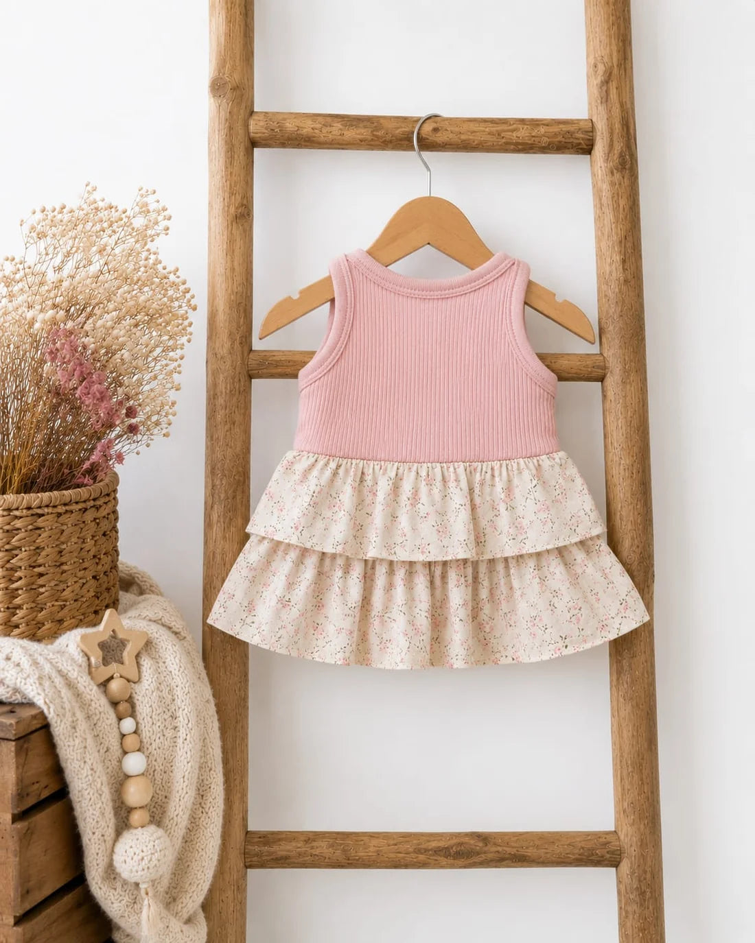 Blush Pink Floral Layered Baby Girl Dress