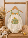 Cute Dinosaur Appliqué Baby Romper – Sage Green & Cream