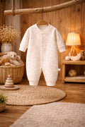 Cream Floral Printed Baby Sleepsuit